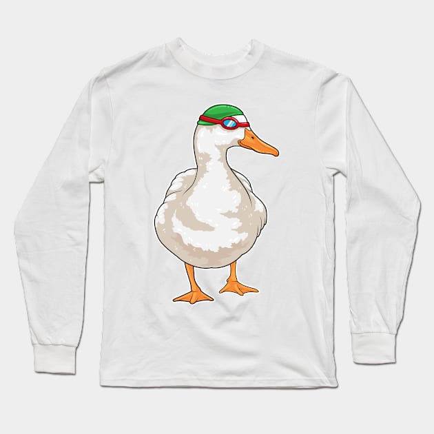 Duck Swimming Swimming goggles Long Sleeve T-Shirt by Markus Schnabel